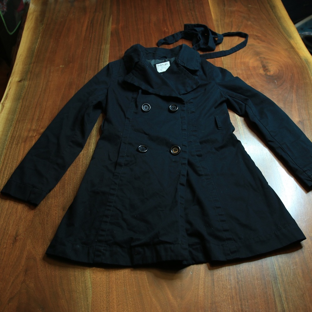 Black Cotton Canvas Pea Coat